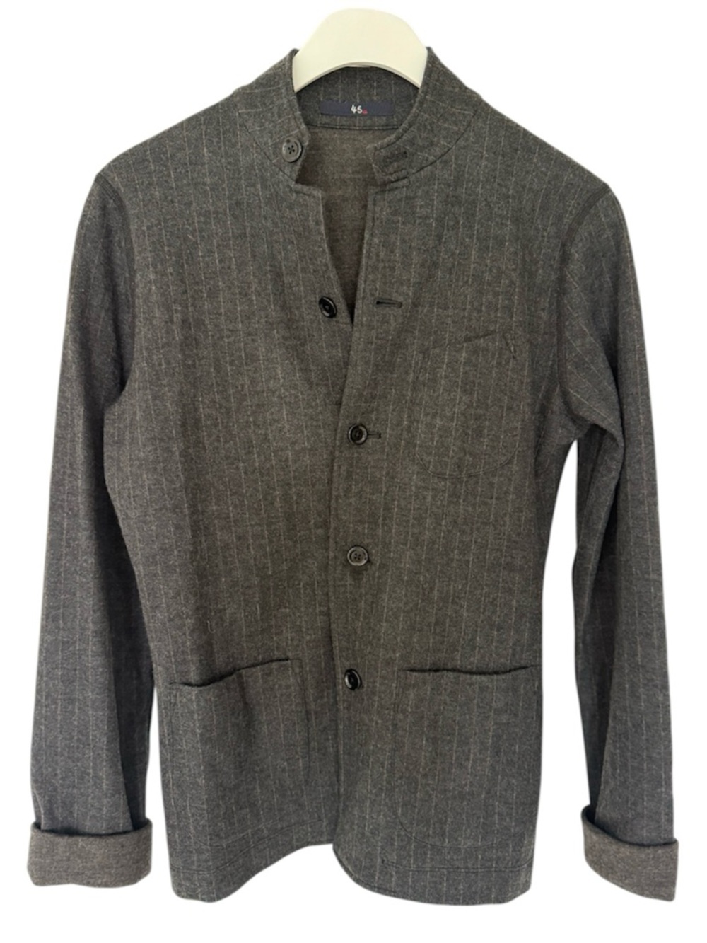 45rpm-studio Charcoal Gray Pinstripe Button Jacket